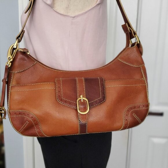 Etienne Aigner Leather Hobo Shoulder Cognac - Picture 1 of 16
